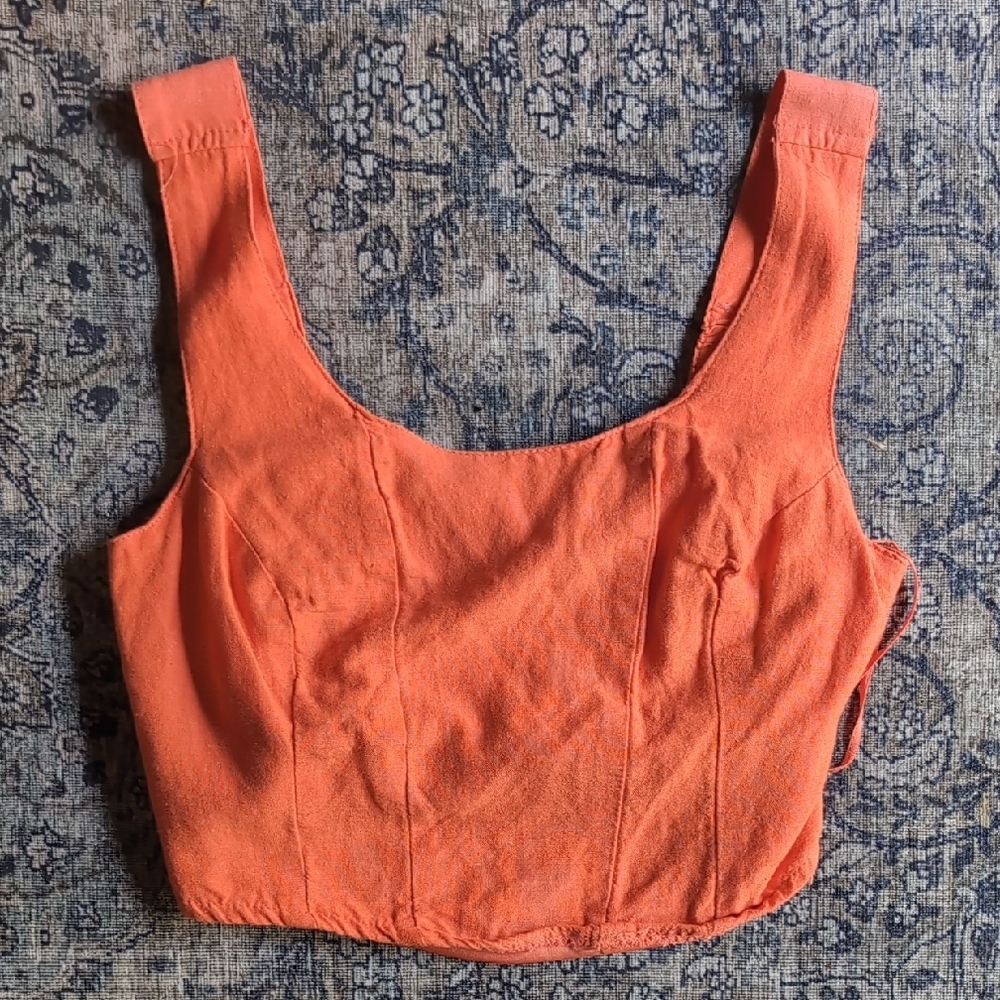 Cropped Tank Top By Midnight Sky In Peachy Orange